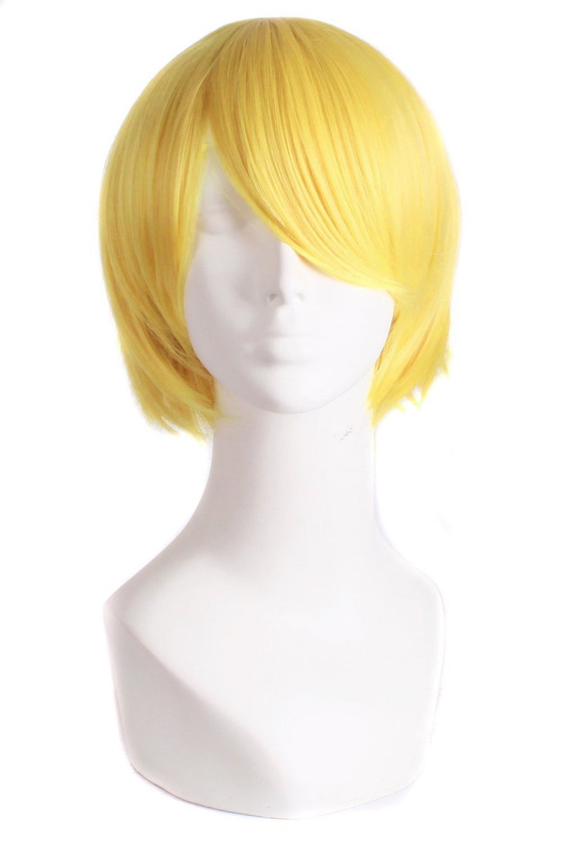 MapofBeauty Men's Short Straight Wig Cosplay Costume Wig (Yellow) - Image 1